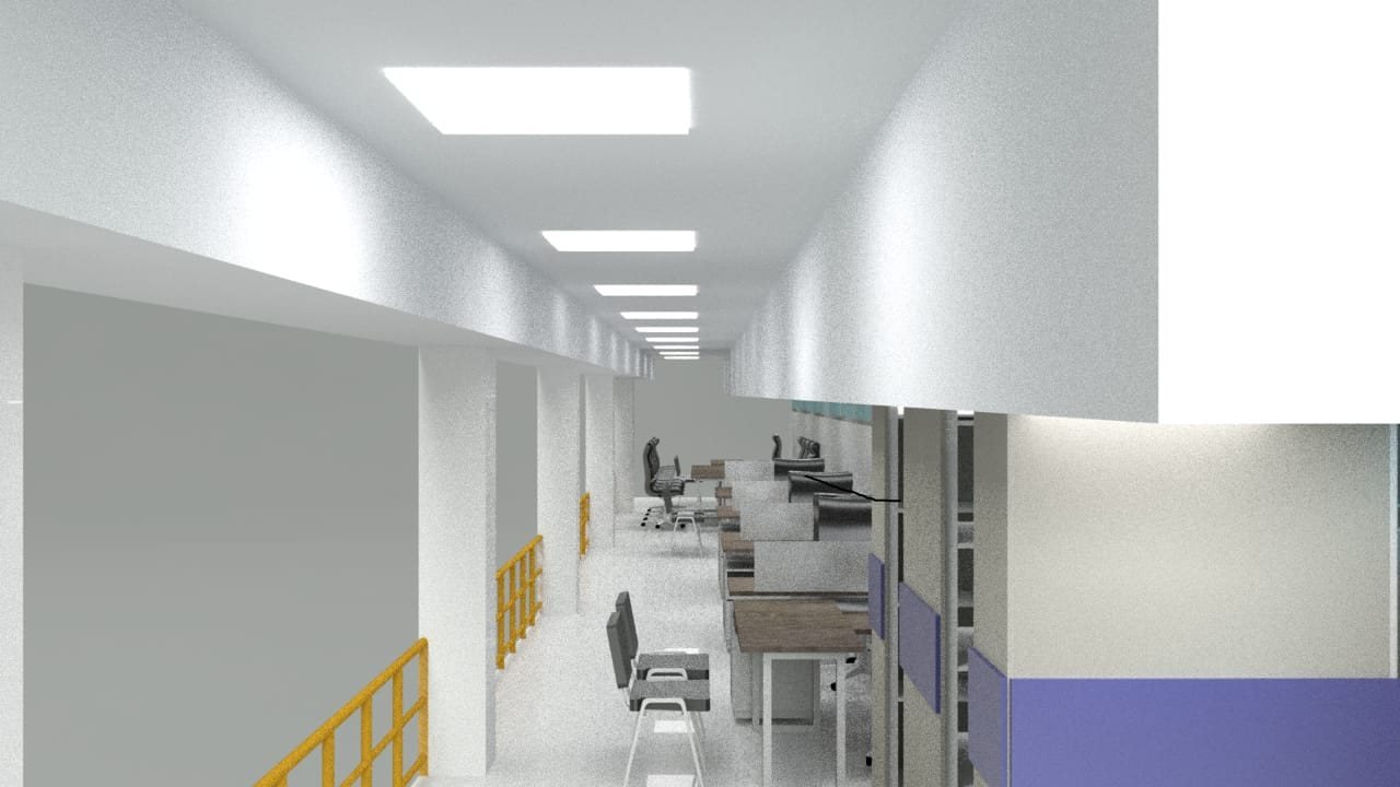 Diseño arquitectónico de pasillo en propiedad horizontal